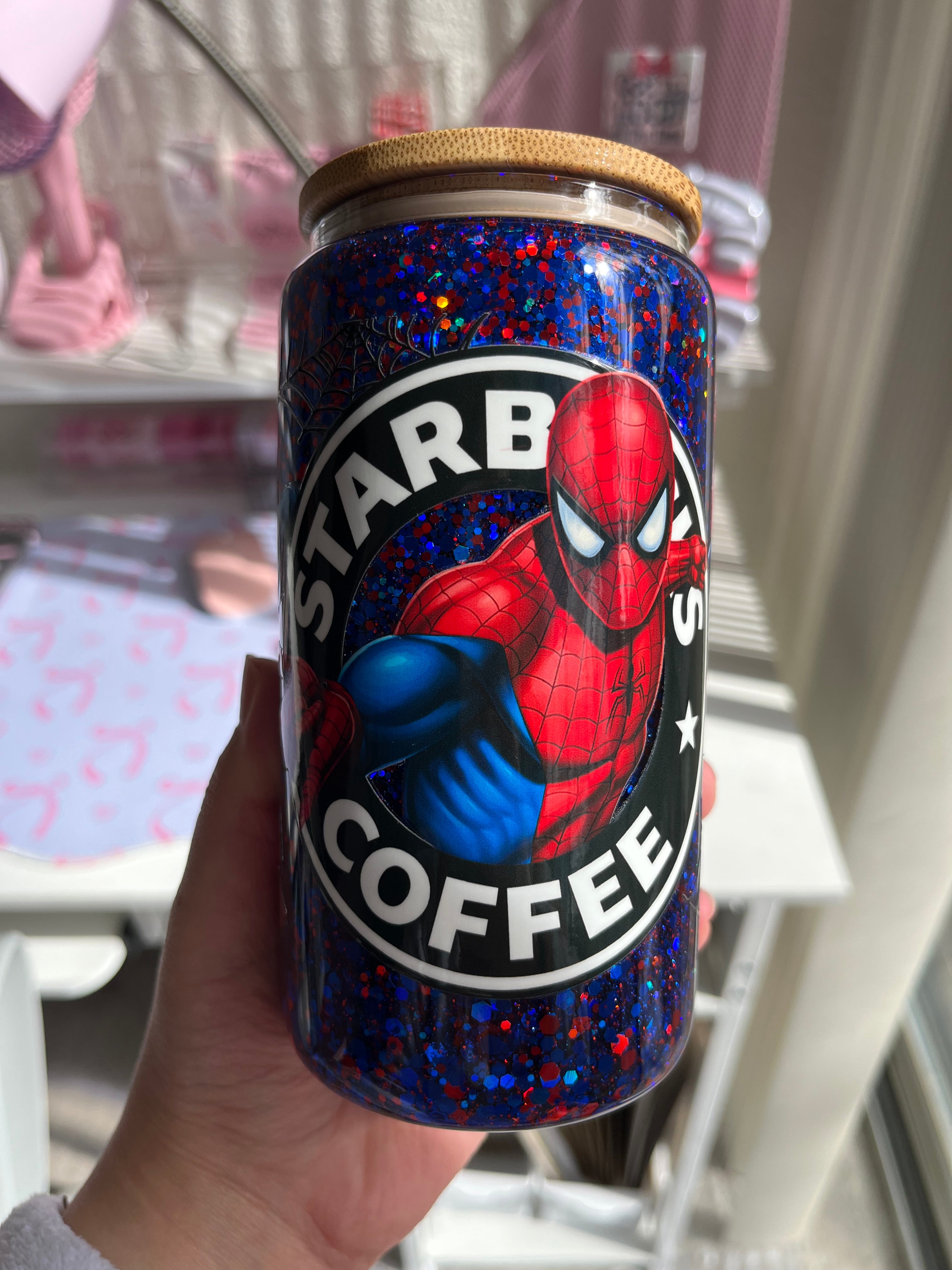 16oz Glitter Snow Globe Glass Tumbler