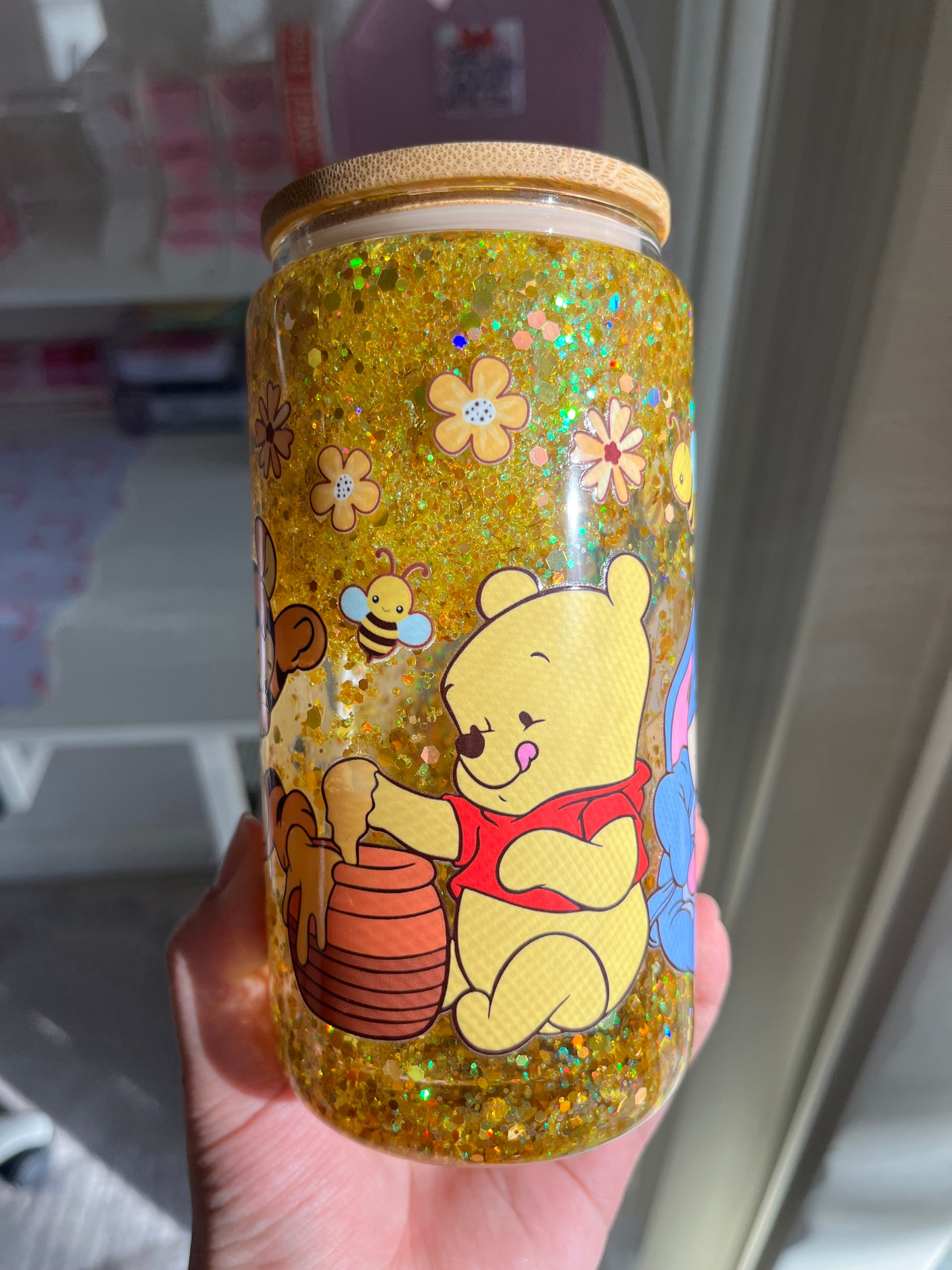 16oz Glitter Snow Globe Glass Tumbler