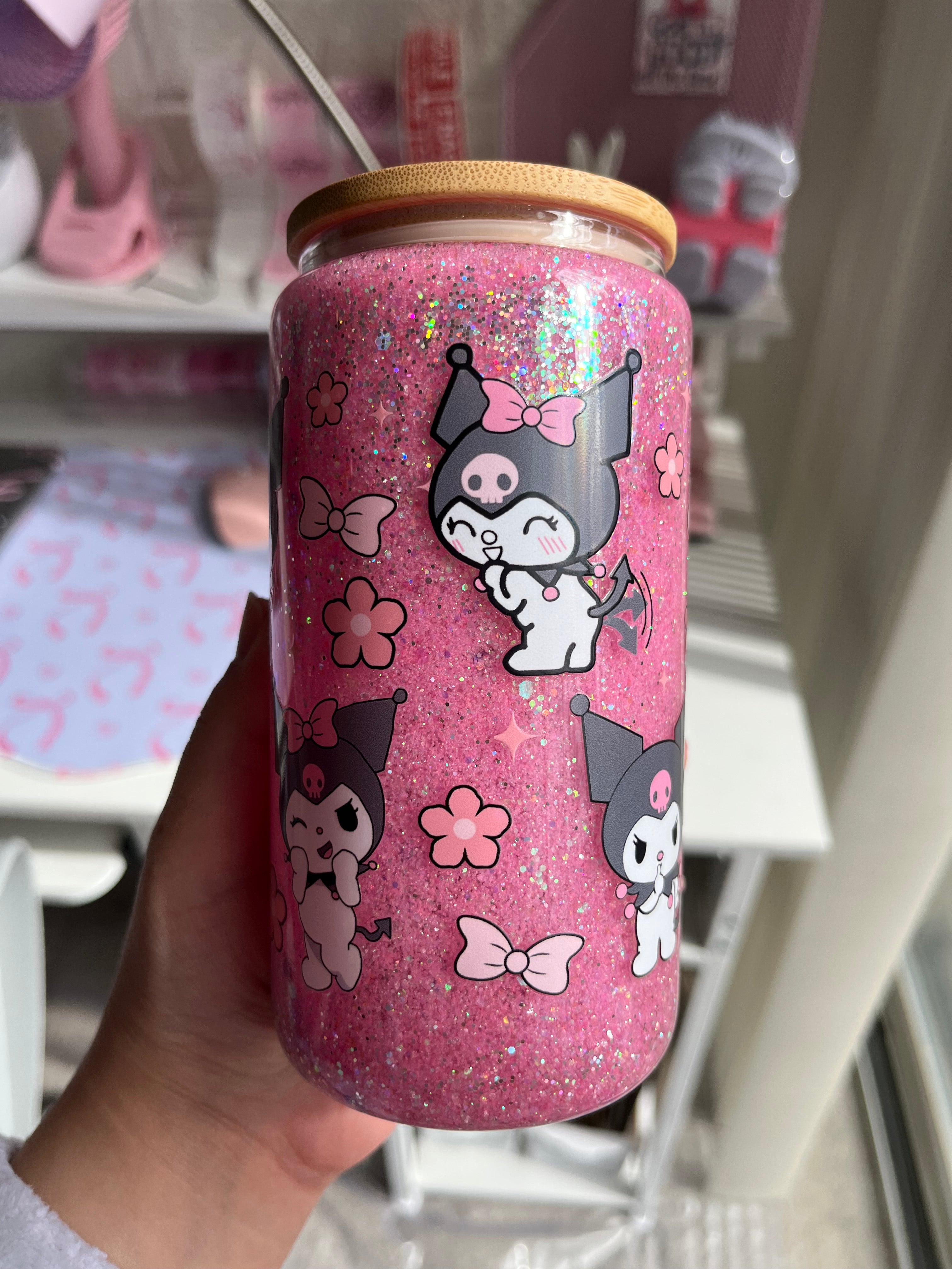 16oz Glitter Snow Globe Glass Tumbler