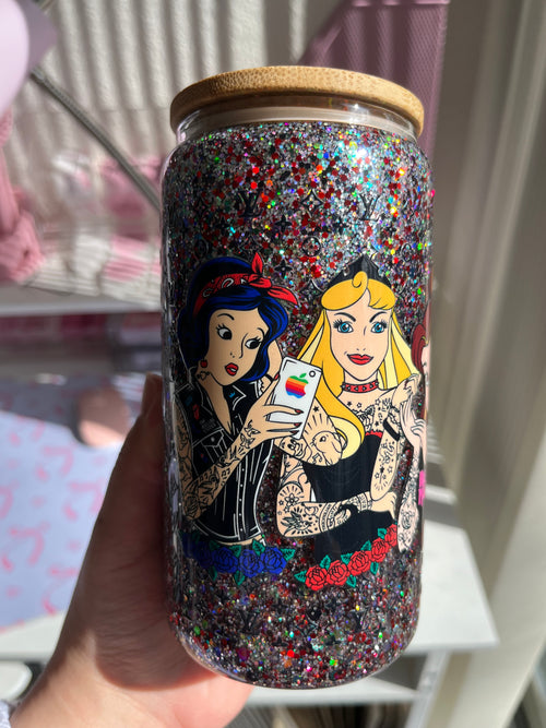 16oz Glitter Snow Globe Glass Tumbler