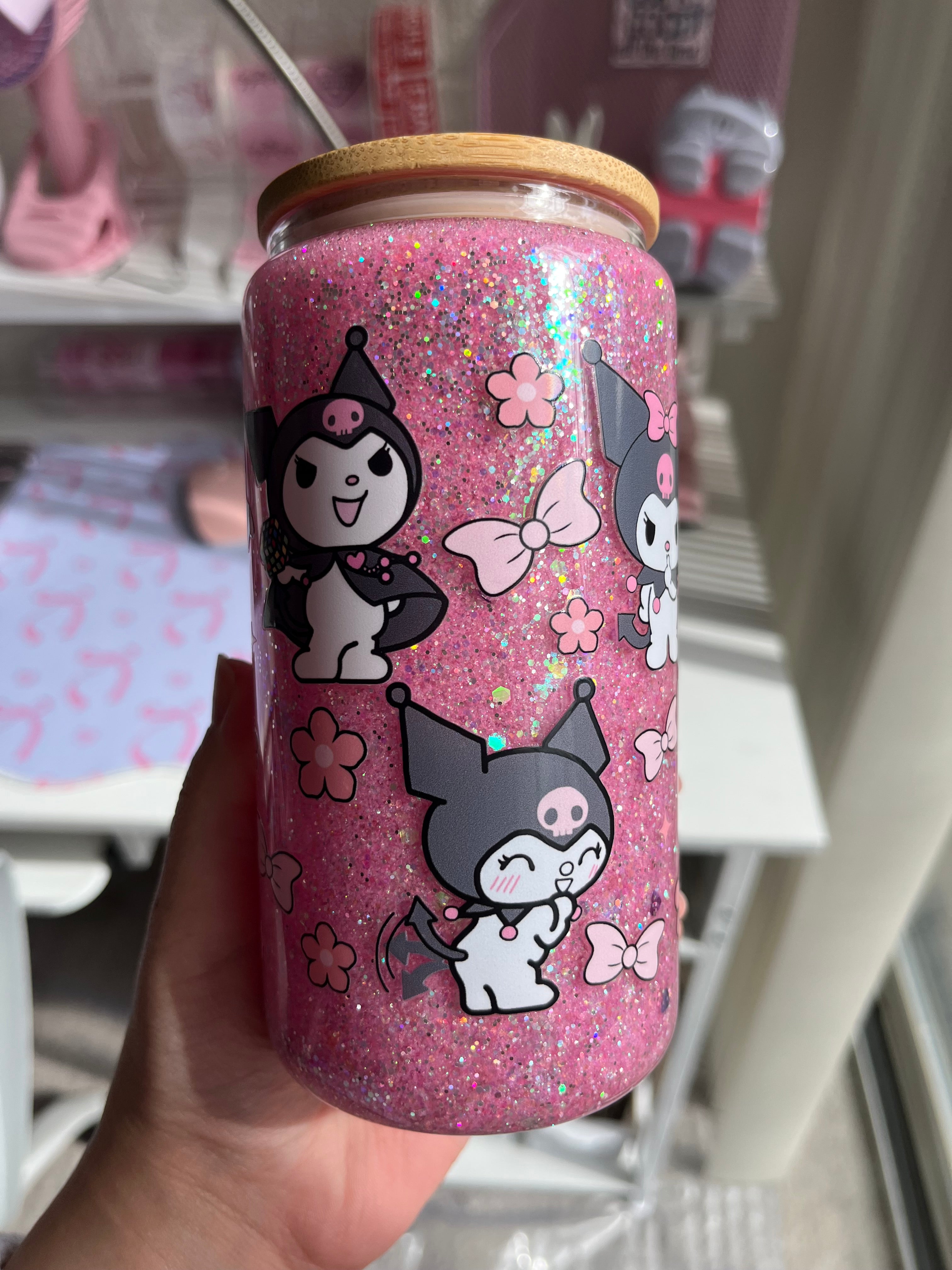 16oz Glitter Snow Globe Glass Tumbler