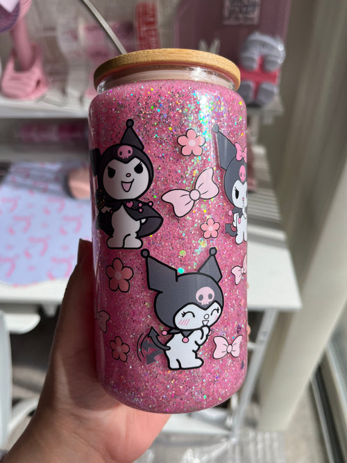 16oz Glitter Snow Globe Glass Tumbler