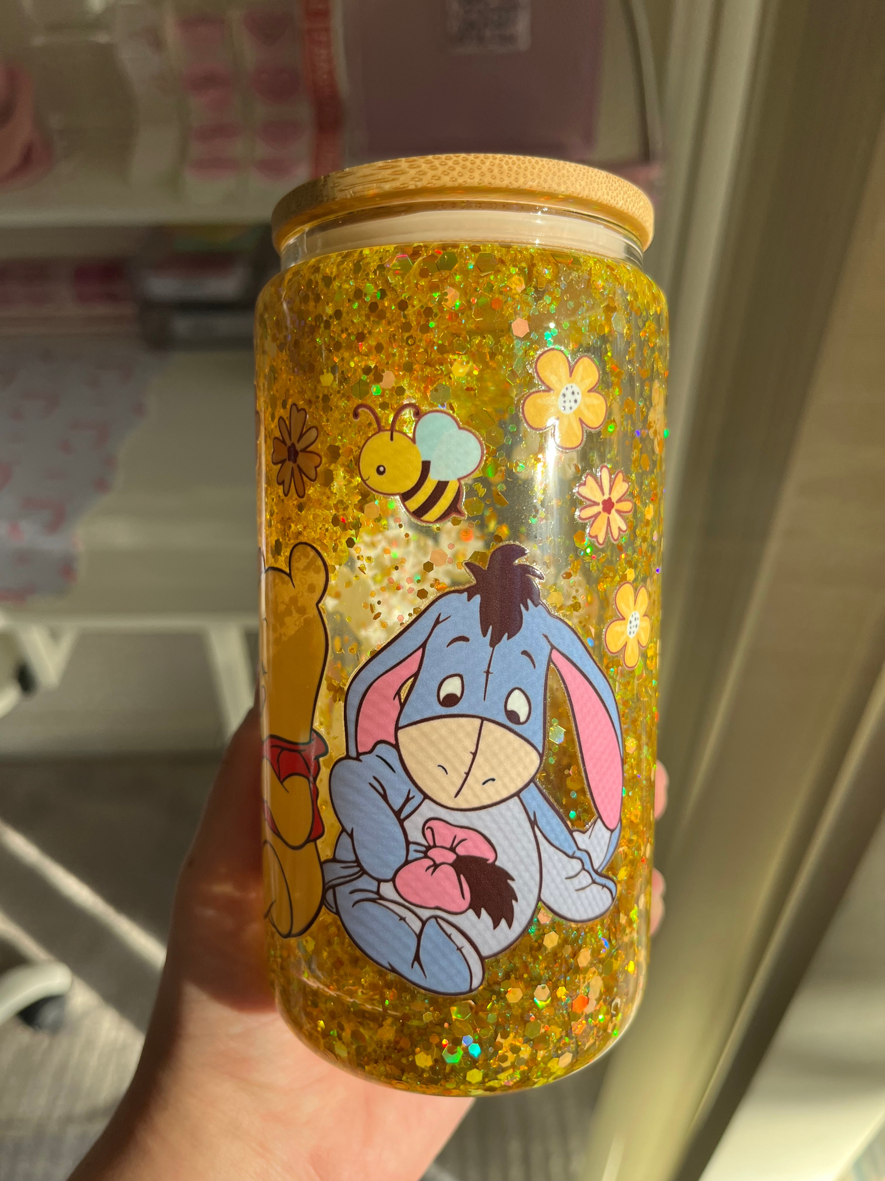 16oz Glitter Snow Globe Glass Tumbler