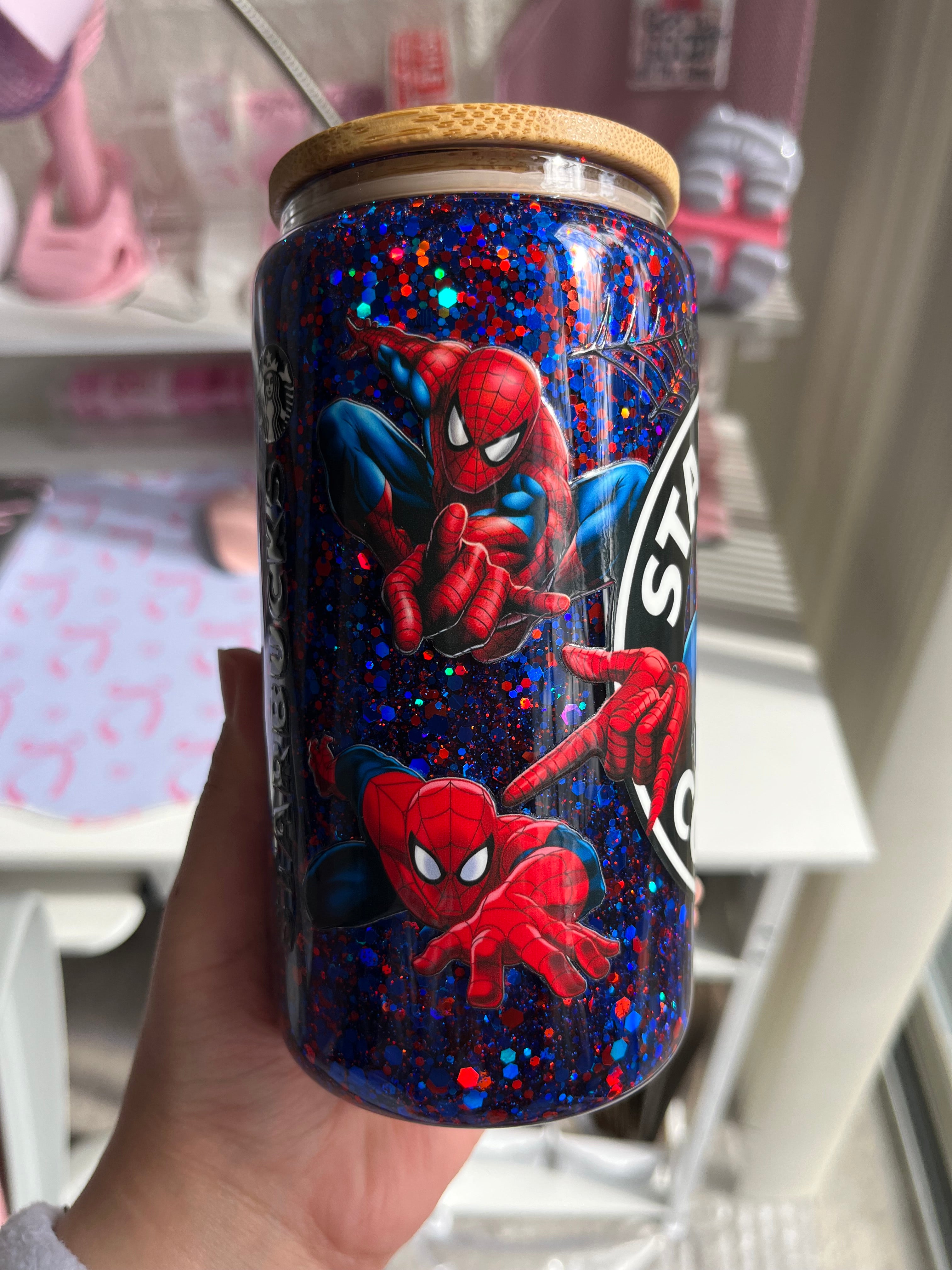 16oz Glitter Snow Globe Glass Tumbler