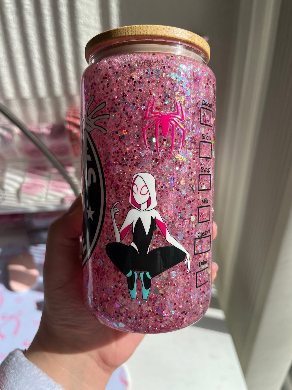 16oz Glitter Snow Globe Glass Tumbler