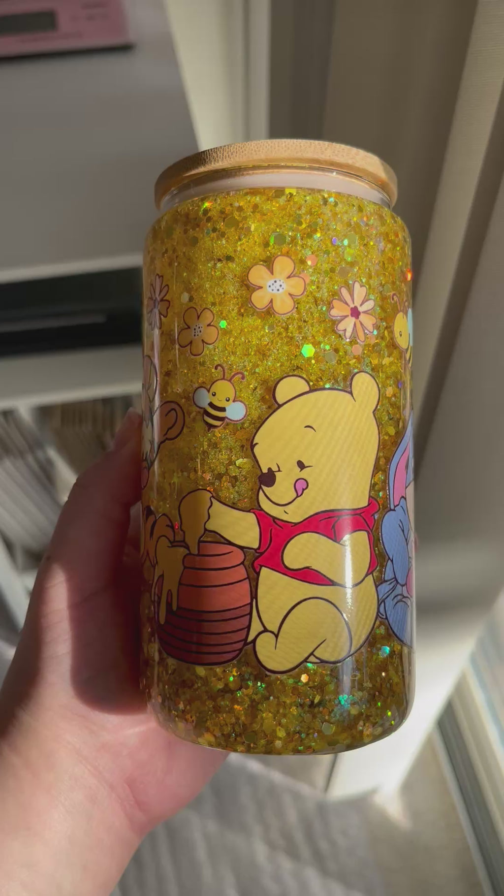 16oz Glitter Snow Globe Glass Tumbler